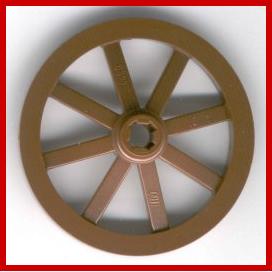 Wheel Wagon Large 33mm D. Hole Notched for Wheels Holder Pin - Part - 4489b - Brown - used - Qty:2