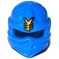 Minifigure Headgear Ninjago Wrap Type 1 with Gold Ninjago Logogram 'Lightning' Pattern - Part - 98133pb12 - Blue - used - Qty:1