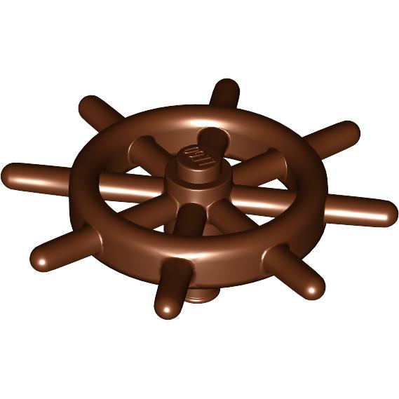 Boat Ship's Wheel with Slotted Pin - Part - 4790b - Reddish Brown - used - Qty:3