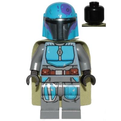 Mandalorian Tribe Warrior - Male Olive Green Cape Dark Azure Helmet - Minifigure