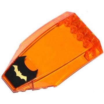 Windscreen 10 x 6 x 2 Curved with Gold Bat Logo on Black Background Pattern (Sticker) - Set 76012 - Part - 45705pb018 - Trans-Orange - used - Qty:2