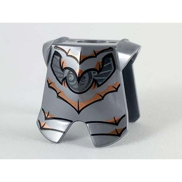 Minifigure Armor Breastplate with Leg Protection with Copper Bats and Pearl Dark Gray Trim Pattern - Part - 2587pb35 - Flat Silver - used - Qty:1