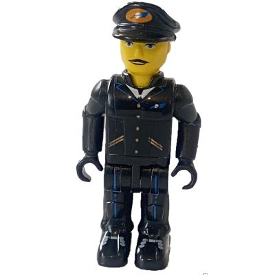 Airplane Pilot with Black Pants Black Shirt and Black Cap with Logo - Minifigure - Used