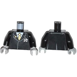 Torso Agents Suit with Ultra Agents Logo and Gold Tie Pattern / Black Arms / Light Bluish Gray Hands - Part - 973pb1706c01 - Black - used - Qty:1