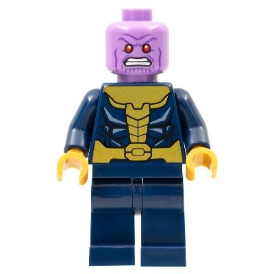 Thanos - Minifigure Dark Blue and Gold Outfit Dark Blue Arms Pearl Gold Hands Plain Legs - Minifigure - Used