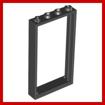 Door Frame 1 x 4 x 6 with 4 Holes on Top and Bottom - Part - 30179 - Black - used - Qty:1