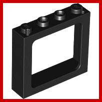 Window 1 x 4 x 3 Train - 2 Hollow Studs and 2 Solid Studs - Part - 6556 - Black - used - Qty:1