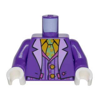 Torso Batman Suit with Lavender Lapels Striped Vest Bright Light Orange Shirt and Bright Green Tie Pattern (Joker) / Dark Purple Arms / White Hands - Part - 973pb2598c01 - Dark Purple - used - Qty:1