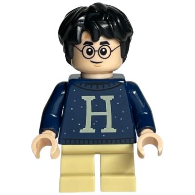 Harry Potter - Dark Blue Sweater with Letter H Tan Short Legs - Minifigure - New