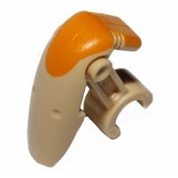Minifigure Head Modified Mechanical (SW Battle Droid) with Orange Insignia Pattern - Part - 30378ps1 - Tan - used - Qty:1