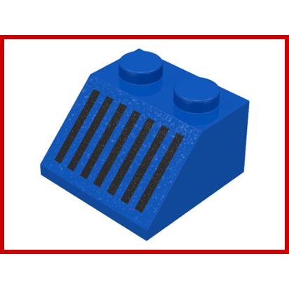 Slope 45 2 x 2 with Black Grille with 7 Vertical Lines Pattern - Part - 3039p05 - Blue - used - Qty:1