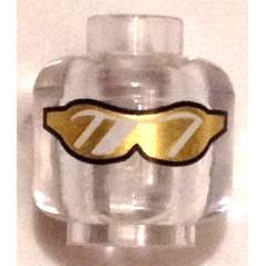Minifigure Head Glasses with Gold Sunglasses with Reflective Lines Pattern - Part - 3626pb1347 - Trans-Clear - used - Qty:1