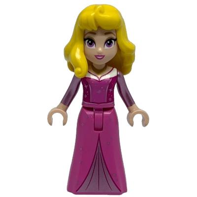 Aurora - Dark Pink Dress Metallic Pink Sleeves Gold Necklace Yellow Hair - Minifigure