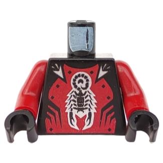Torso Castle Knights Kingdom II with Scorpion Pattern / Dark Red Arms / Black Hands - Part - 973pb0347c01 - Black - used - Qty:1