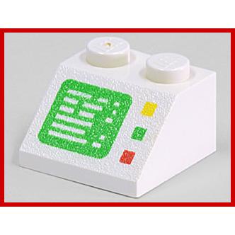 Slope 45 2 x 2 with Computer Screen and Right Side Buttons Pattern - Part - 3039p23 - White - used - Qty:2