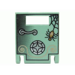 Container Box 2 x 2 x 2 Door with Slot with Silver Safe Handle and Dial Spider and Black Web Pattern - Part - 4346px7 - Sand Green - used - Qty:1