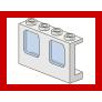Window 1 x 4 x 2 Plane Single Top Hole and Double Bottom Holes for Glass with Trans-Light Blue Glass (4863 / 4862) - Part - 4863c01 - White - used - Qty:3