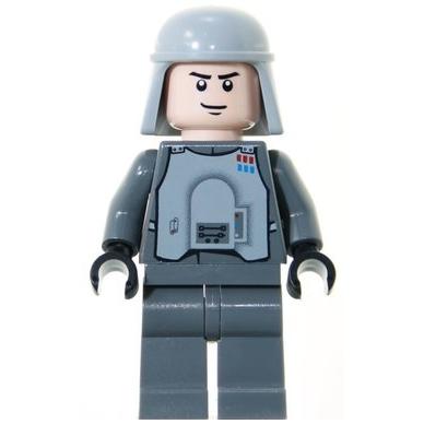 Imperial Officer with Battle Armor (Captain / Commandant / Commander) - Dark Bluish Gray Legs Smirk - Minifigure