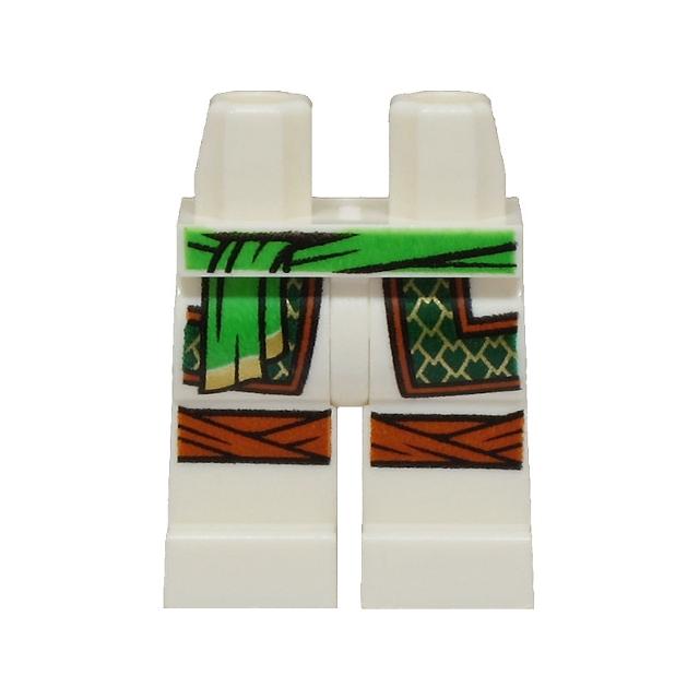 Hips and Legs with Bright Green Sash Robe Ends with Dark Green and Gold Trim Dark Orange Knee Wrappings Pattern - Part - 970c00pb1599 - White - used - Qty:1