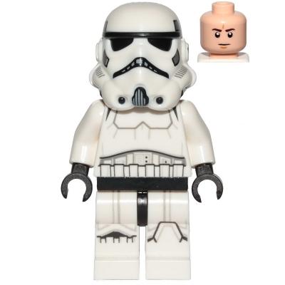 Imperial Stormtrooper - Male Dual Molded Helmet with Light Bluish Gray Panels on Back Light Nougat Head Frown - Minifigure - Used