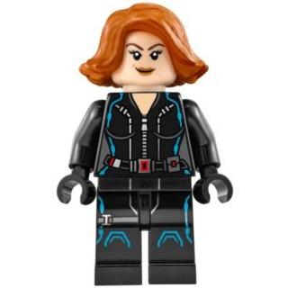 Black Widow - Black Jumpsuit Dark Orange Short Hair Printed Legs Dark Azure Trim - Minifigure - New