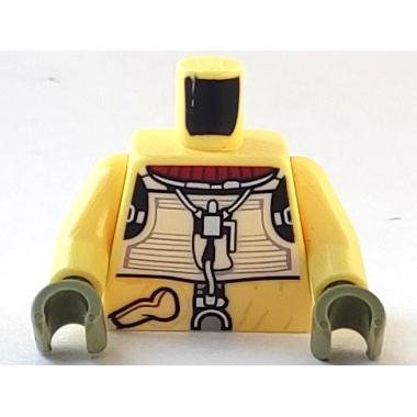 Torso SW Trandoshan Armor with Dark Red Collar and Hose on Back Pattern / Bright Light Yellow Arms / Olive Green Hands - Part - 973pb2749c01 - Bright Light Yellow - used - Qty:1