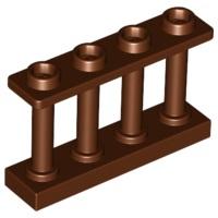 Fence 1 x 4 x 2 Spindled with 4 Studs - Part - 15332 - Reddish Brown - used - Qty:4