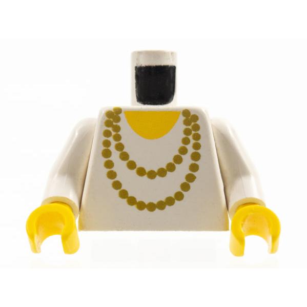 Torso Necklace Gold and Yellow Undershirt Pattern / White Arms / Yellow Hands - Part - 973p72c01 - White - used - Qty:1