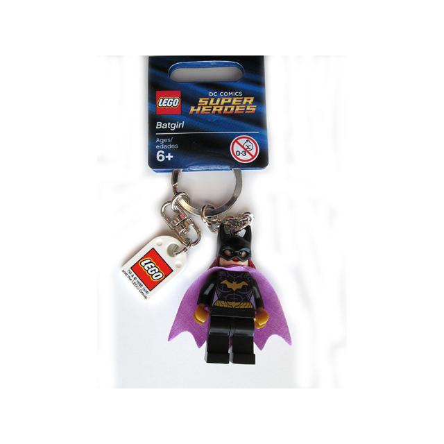 Batgirl Key Chain with Lego Logo Tile Modified 3 x 2 Curved with Hole - Gear - 851005