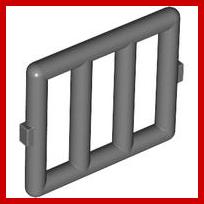 Bar 1 x 4 x 3 Window Grille - Part - 6016 - Dark Bluish Gray - used - Qty:2