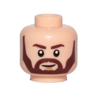 Minifigure Head Beard with Dark Brown Eyebrows Angular Beard Smile and White Pupils Pattern - Part - 3626pb1969 - Light Nougat - used - Qty:1