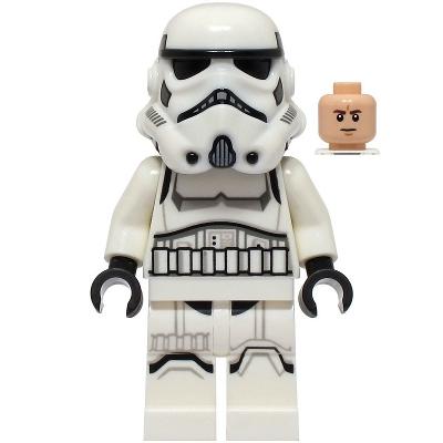 Imperial Stormtrooper - Male Dual Molded Helmet with Light Bluish Gray Panels on Back Shoulder Belts Light Nougat Head - Minifigure - New