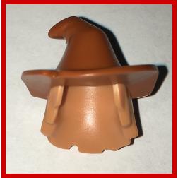 Minifigure Hair Combo Hair with Hat Mid-Length Scraggly with Molded Dark Orange Floppy Witch Hat Pattern - Part - 20606pb02 - Nougat - used - Qty:1