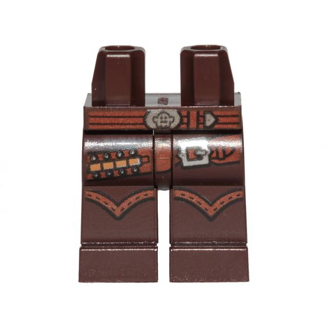 Hips and Legs with Reddish Brown Belt with Silver Bullets and Buckle Pattern - Part - 970c00pb1102 - Dark Brown - used - Qty:1
