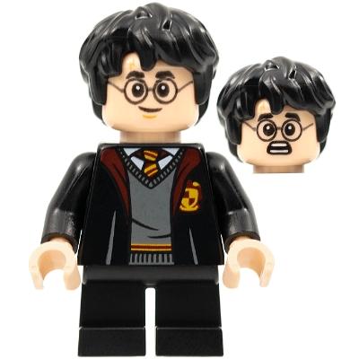 Harry Potter - Gryffindor Robe Open Black Short Legs Grin / Scared Head - Minifigure - Used