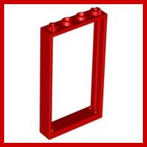 Door Frame 1 x 4 x 6 with 4 Holes on Top and Bottom - Part - 30179 - Red - used - Qty:2