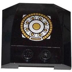 Wedge 4 x 4 x 2/3 Triple Curved with 10 Rings Logo Pattern (Sticker) - Set 76007 - Part - 45677pb065 - Black - used - Qty:1