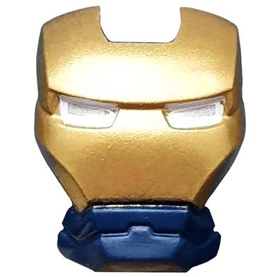 Minifigure Visor Top Hinge with Gold Face Shield and White Eyes no Outline Pattern - Part - 10908pb07 - Dark Blue - used - Qty:1