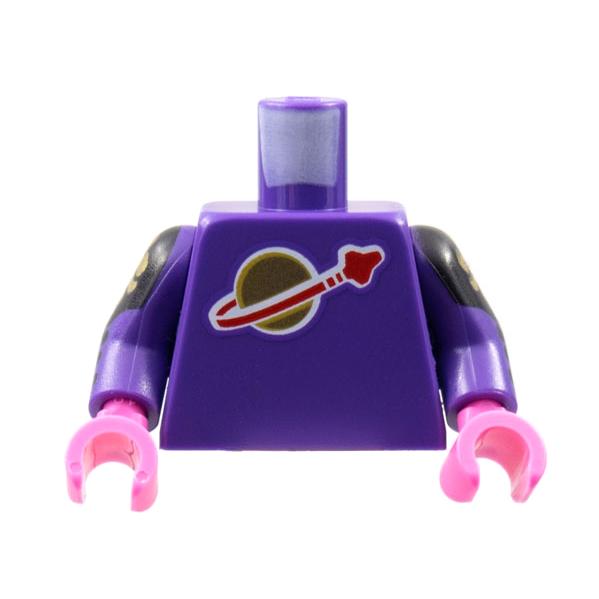 Torso with Classic Space Logo High on Torso Pattern Inside with Ribs (second reissue) / Dark Purple Arms with Black and Gold Armor Pattern / Dark Pink Hands - Part - 973p90new2c12 - Dark Purple - used - Qty:1