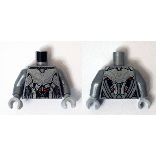Torso Silver Armor with Red Spots Pattern (Ultimate Ultron) / Flat Silver Arms / Light Bluish Gray Hands - Part - 973pb1948c01 - Flat Silver - used - Qty:1