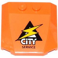 Wedge 4 x 4 x 2/3 Triple Curved with Lightning Bolt 'CITY' and 'SERVICE' Pattern (Sticker) - Set 60054 - Part - 45677pb072 - Pick a color - used - Qty:1