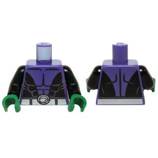 Torso Batman Muscles Outline Open Black Shirt and Silver Belt Pattern / Black Arms / Green Hands - Part - 973pb2039c01 - Dark Purple - used - Qty:1
