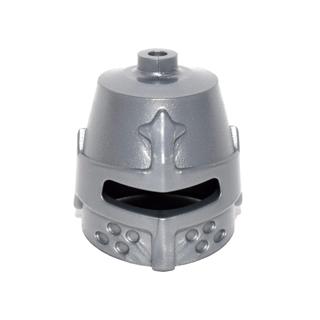 Minifigure Headgear Helmet Castle Closed with Eye Slit (Great Helm / Barrel Helm) - Part - 89520 - Flat Silver - used - Qty:1