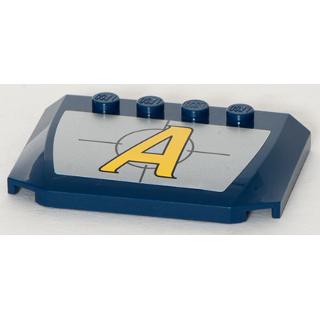 Wedge 4 x 6 x 2/3 Triple Curved with Yellow Capital Letter A over Crosshairs Agents Logo on Silver Background Pattern (Sticker) - Set 8634 - Part - 52031pb062 - Dark Blue - used - Qty:1