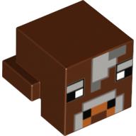 Creature Head Pixelated with Light Bluish Gray and Dark Bluish Gray Face Pattern (Minecraft Cow) - Part - 19727pb003 - Reddish Brown - used - Qty:1