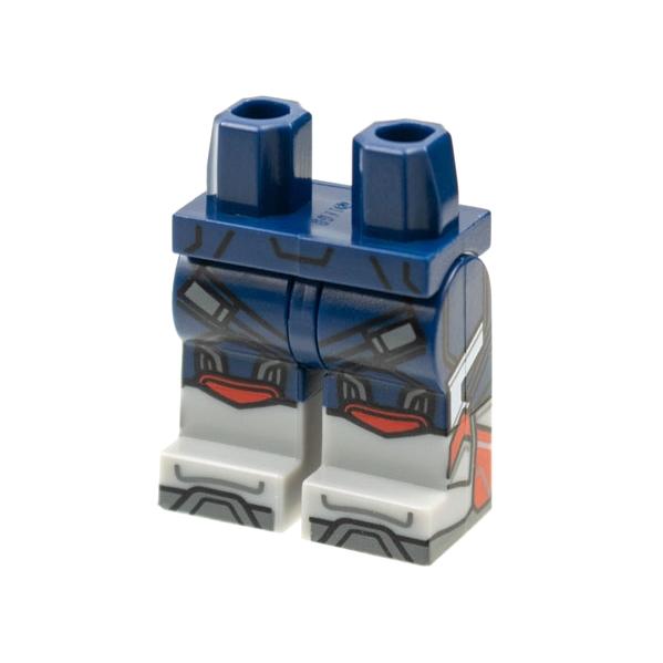 Hips and Legs with Light Bluish Gray Boots Armor with Red Trim Pattern - Part - 970c00pb1257 - Dark Blue - used - Qty:1