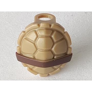 Minifigure Turtle Shell with Dark Brown Horizontal Belt Pattern - Part - 12609pb01 - Dark Tan - used - Qty:1
