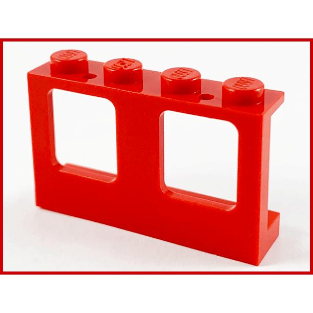 Window 1 x 4 x 2 Plane Single Top Hole and Double Bottom Holes for Glass - Part - 4863 - Red - used - Qty:3