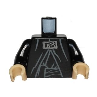 Torso SW Sith Robe with Silver Neck Adornment Belt Tied on Right Pattern (Palpatine) / Black Arms / Tan Hands - Part - 973pb1766c01 - Black - used - Qty:1