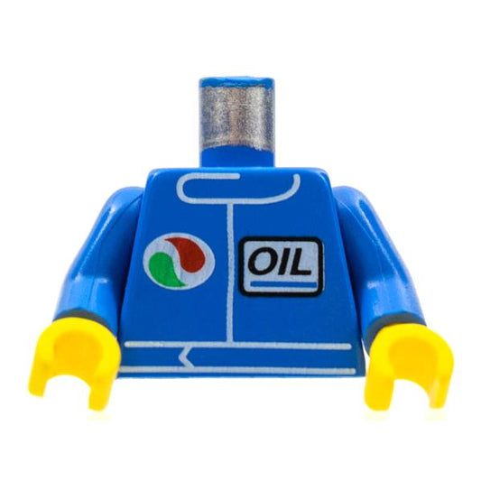 Torso Octan Logo and Italic Font 'OIL' Pattern / Blue Arms / Yellow Hands - Part - 973pb4275c01 - Blue - used - Qty:1